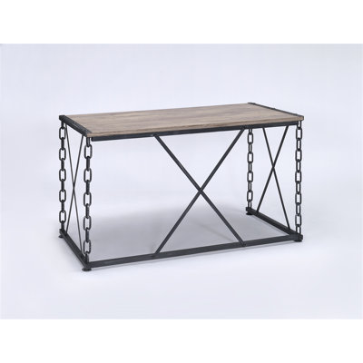 Jodie Rustic Oak & Antique  Finish Writing Desk (Not Including Office Chairs)