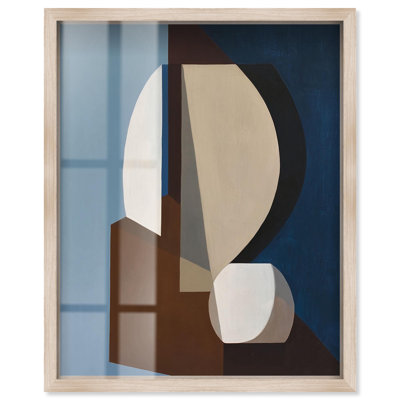 Monumental Shape I Shadowbox Print Modern Abstract Art by Art Remedy, Blonde Frame, 16 x 20