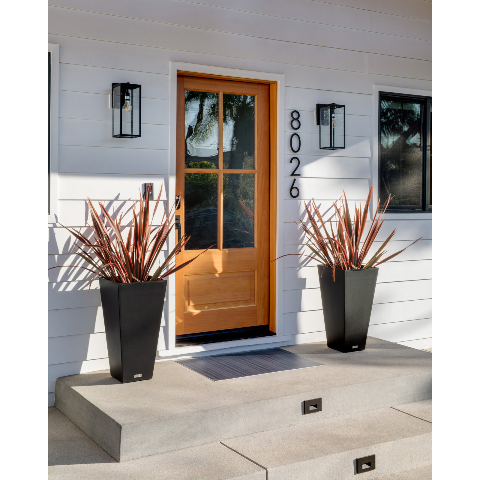 Pure Series Midland Planter, Black, 30" H x 15.25" W x 15.25" D, Set of 2