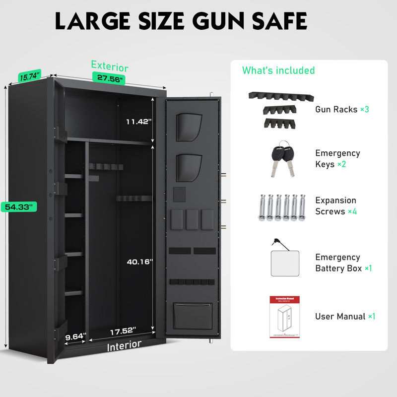 Coffre-fort pour armes à feu avec empreinte digitale Omethey 30-40 avec clavier ACL et tablette réglable