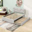 Lit plateforme double tapissier avec lit gigogne simple et tête de lit-846188005