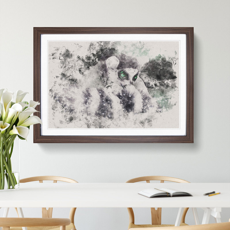 Ring-Tailed Lemur - Picture Frame Painting Print, 45cm H x 63cm W x 2cm D, Walnut Framed