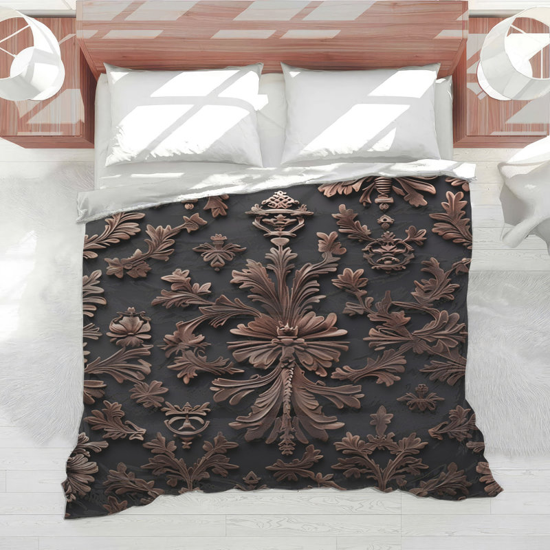Édredon bronze à motifs ornementaux, Twin Extra Long