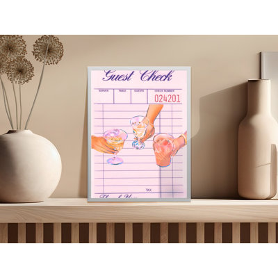Guest Check Wall Art, Cocktail Art Print, Bar Decor, Drinks Illustration, Kitchen Art, Party Artwork, Framed Art Available