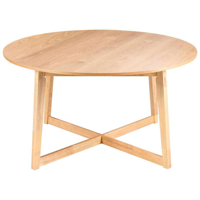 Round Solid Wood Base Dining Table, Light Oak