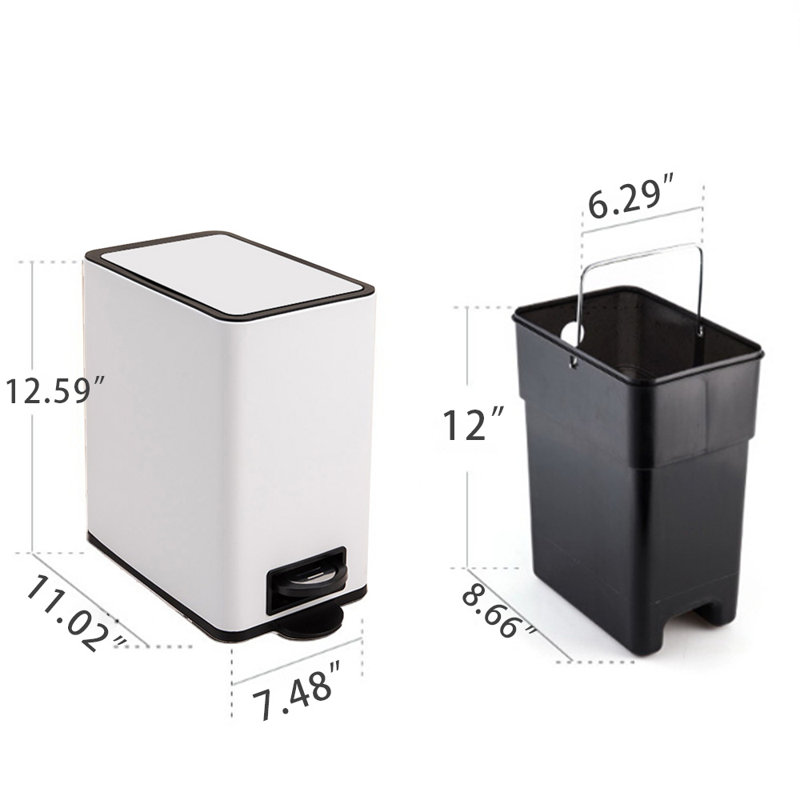 Step On Waste Baskets - 2.6 Gallons, White