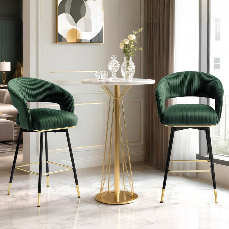 Tabouret de bar rotatif 29,5 po Roellig, Vert
