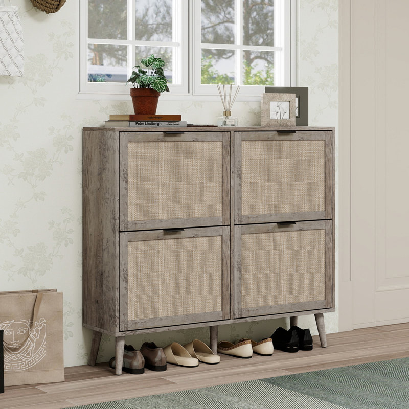 Range-chaussures 4 portes, armoire de rangement pour chaussures moderne autoportante, pour vestibule