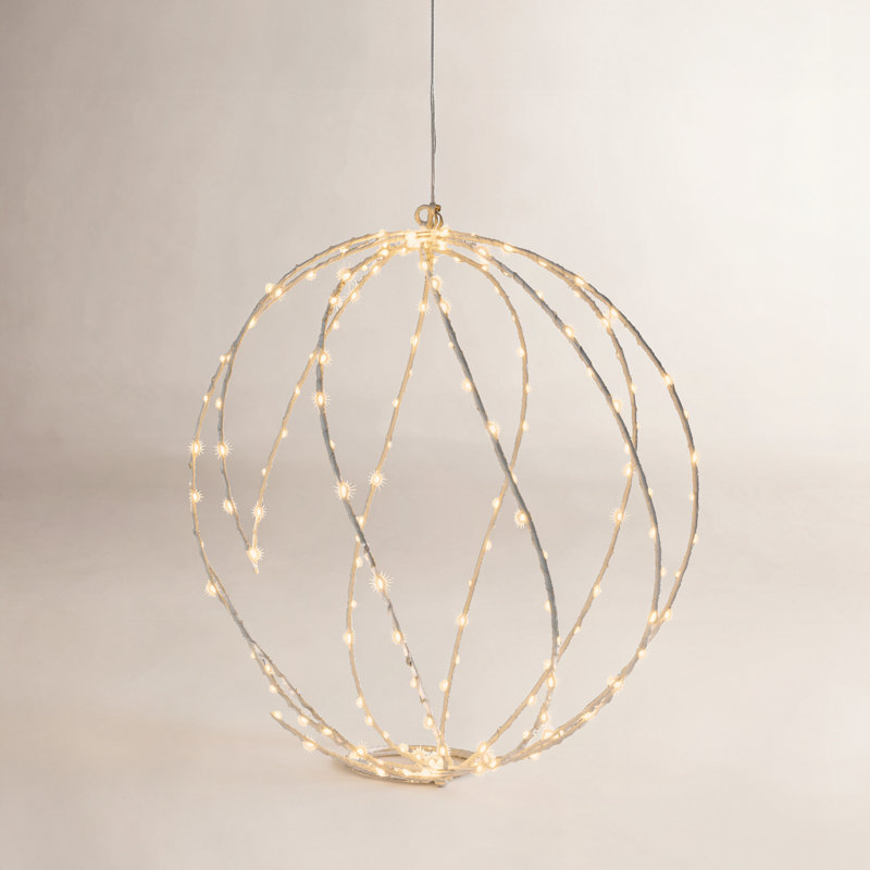 Twinkle Lit Sphere, White, Small, 15.75", White