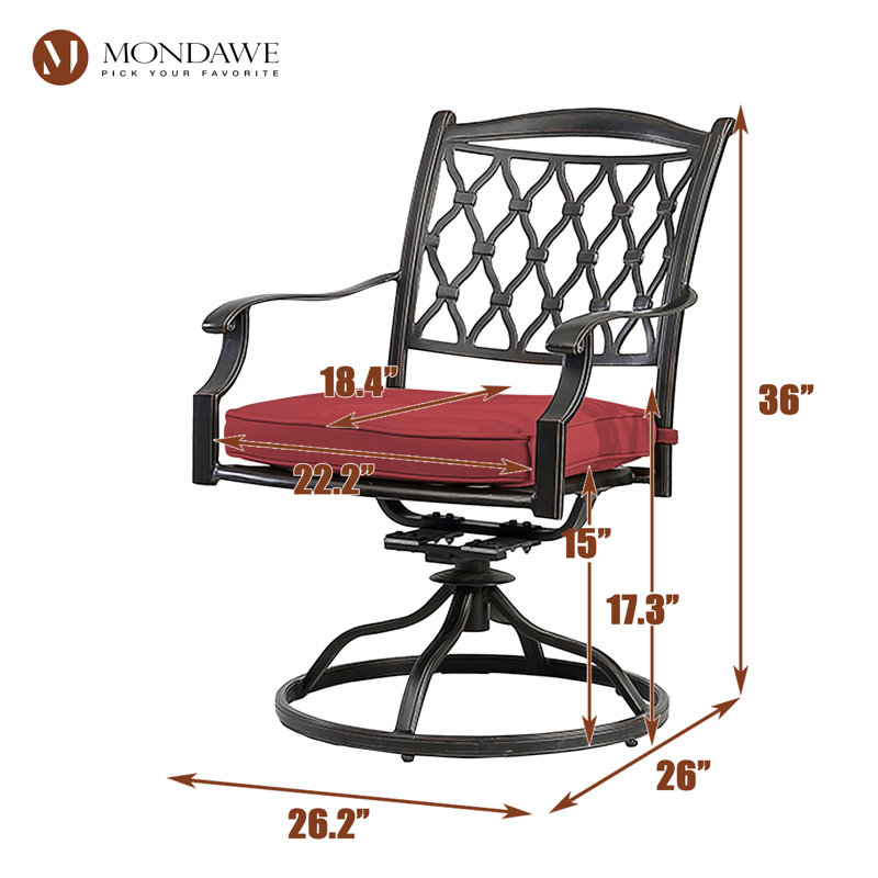 Chaise de patio pivotante avec coussin