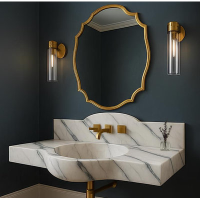 Handcrafted Calacatta Marble Wall-Mount Sink - Luxury Bathroom Vanity Basin (36” x 18” x 8”)
