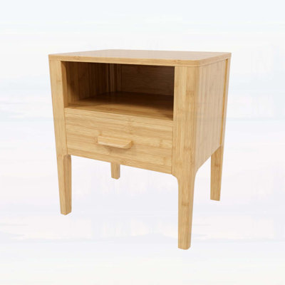 Modern Nightstand with Drawer and Open Shelf,Bedside Table