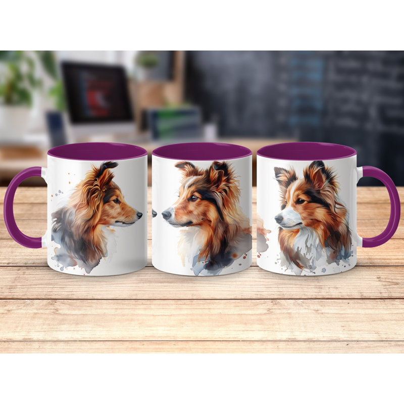 11oz Watercolour Boxer Dog Design Coffee Mug, 2, Purple