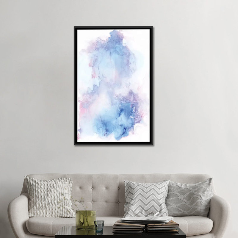 « coton bonbon », impression sur toile, H 26 po x l 18 po x P 1,5 po, Toile avec cadre noir, Pas de tapis