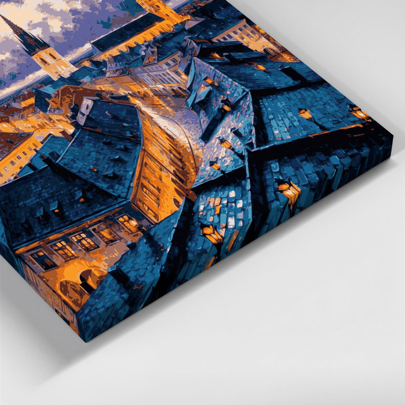 Art mural sur toile avec villes grises, Zagre, H 12 po x l 12 po