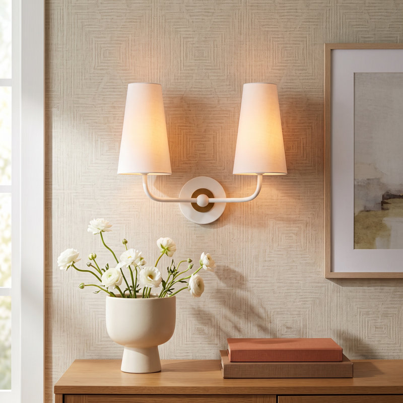 Tropez Armed Sconce, Aged Brass/White
