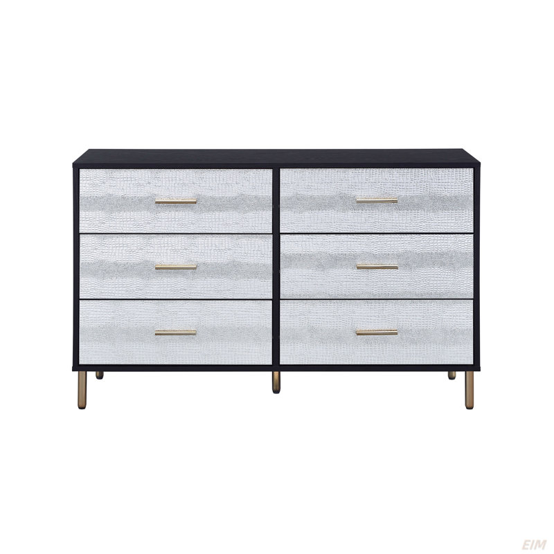 Commode Myles à finition noire, argentée et dorée (Commode)