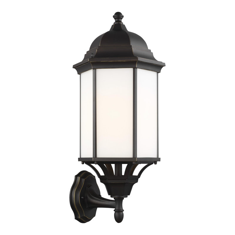 Sevier Large One Light Uplight Outdoor Wall Lantern from Generation Lighting , Antique Bronze with Frosted Shade, No