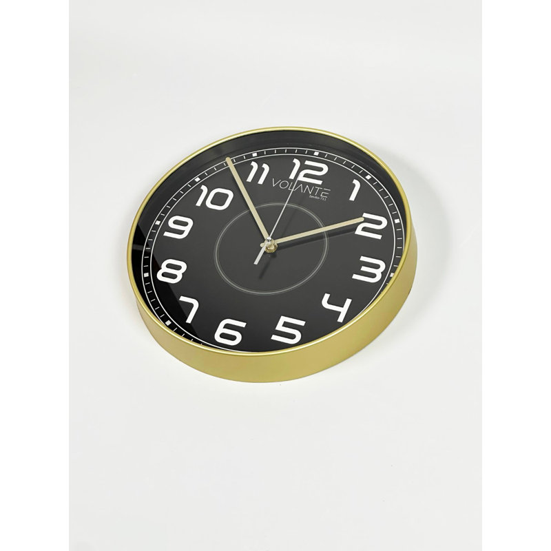 Elegant Gold Decorative Wall Clock, 11.8 x 11.8 inches | Real Glass Cover, 1.8 inches Thick | 100% Plastic Frame | Perfect for Living Room, Office, or Bedroom Decor, Stylish and Functional Design