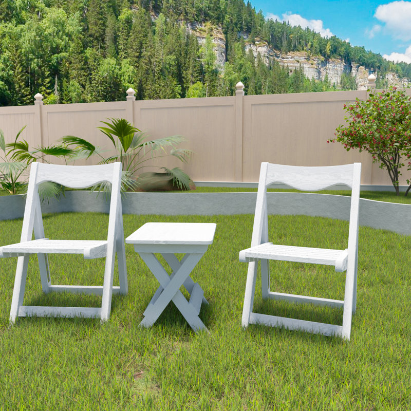 Mobilier d'extérieur pliable Hips, 2 chaises et table rectangulaire blanche pour espaces élégants de type bistro avec intérieur et