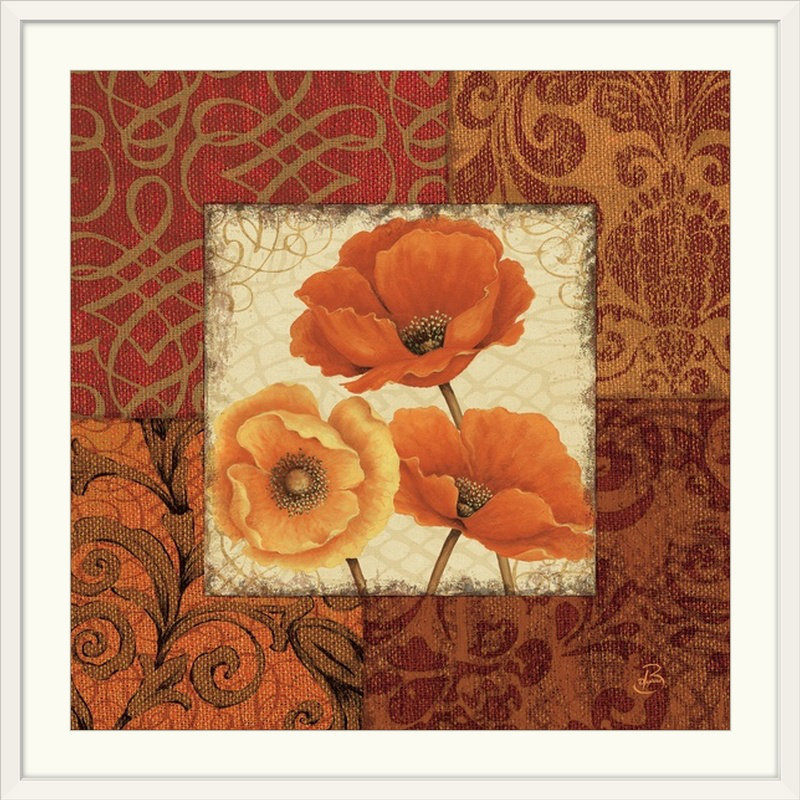 « ii », reproduction d’impression sur brissonnet, Poppy Spices, H 28 x l 28 po x P 1 po, Cadre blanc