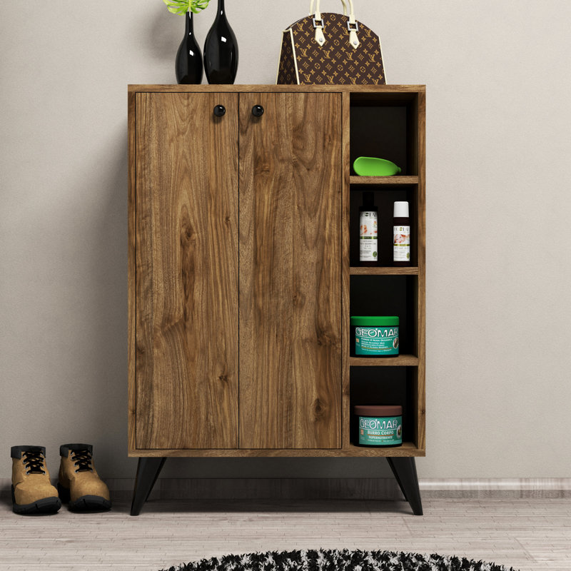 Armoire de rangement pour chaussures 6 paires, Noyer
