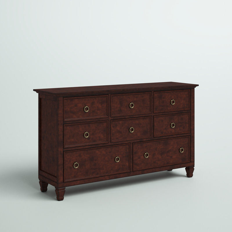 Felder 8-Drawer Solid Wood Dresser, Brown Cherry