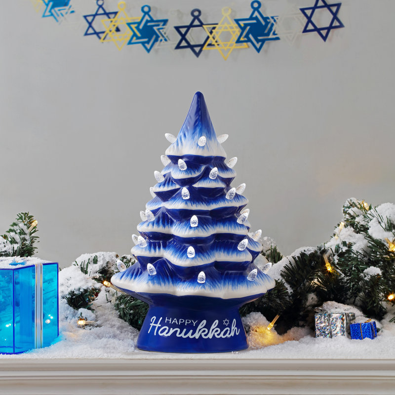 12" Nostalgic Ceramic Hannukah Tree