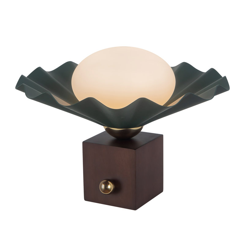 Furrow 9-in Red Table Lamp, Green