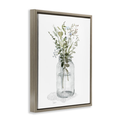 «Wild Herbs in Jar», art mural encadré sur toile flottante, design par Livi Finn