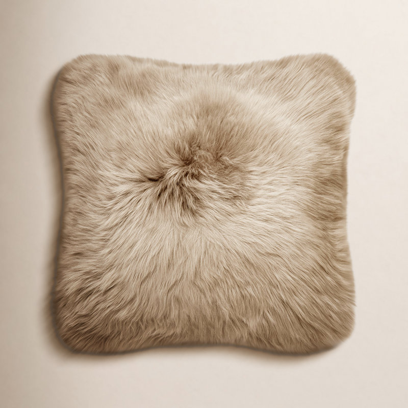 Fieldman Leather Reversible Throw Pillow, Sand Brown, 16" x 16"