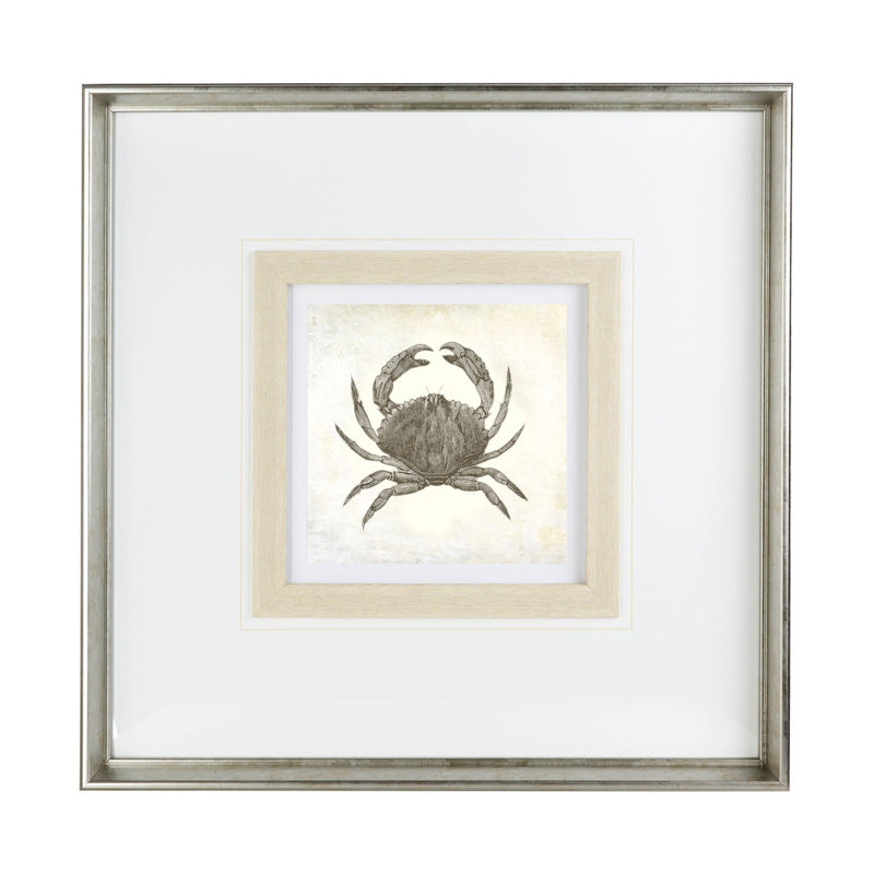 Tortue de mer rétro, reproduction d'art encadrée sous verre, Vintage Crab