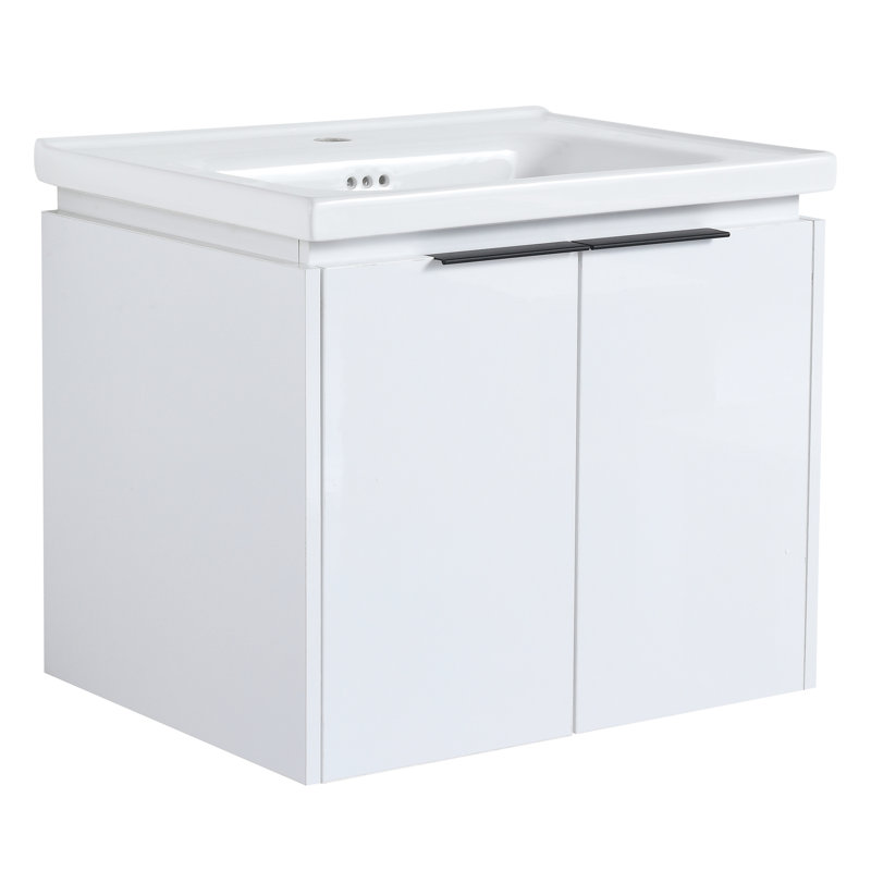 Meuble-lavabo de salle de bain avec lavabo - fixation murale 24 po pour petites salles de bain moderne 24 po et rangement