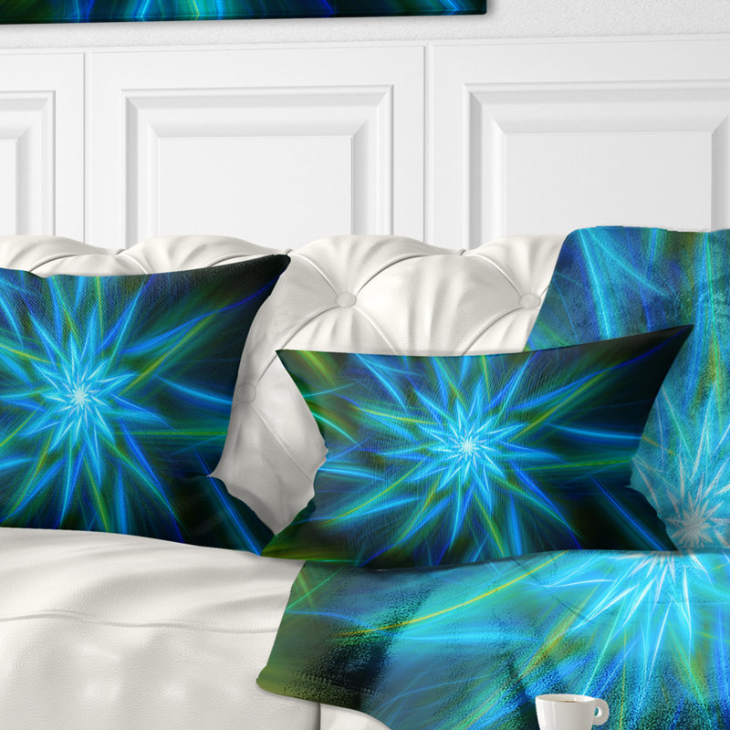 Coussin lombaire floral à fleurs exotiques, Turquoise