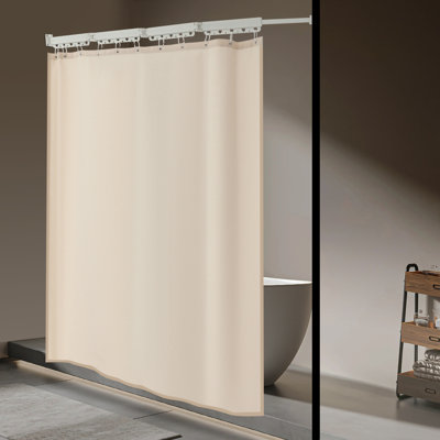 Shower Curtain Set Wall Mounted Folding Shower Curtain Rod Modern 4-Fold Bathroom Shower Curtain