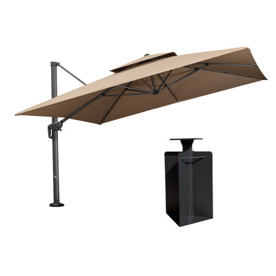 Parasol carré en porte-à-faux de 12 pi avec contrepoids inclus Sharay