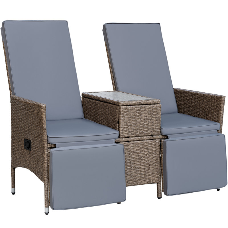 Chaise de patio inclinable avec coussins Rosely