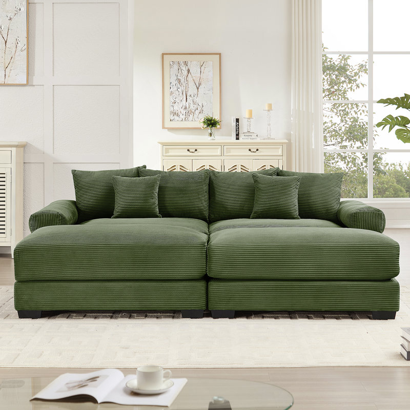 Canapé modulaire surdimensionné 82,6 po Cloud, Velours côtelé vert