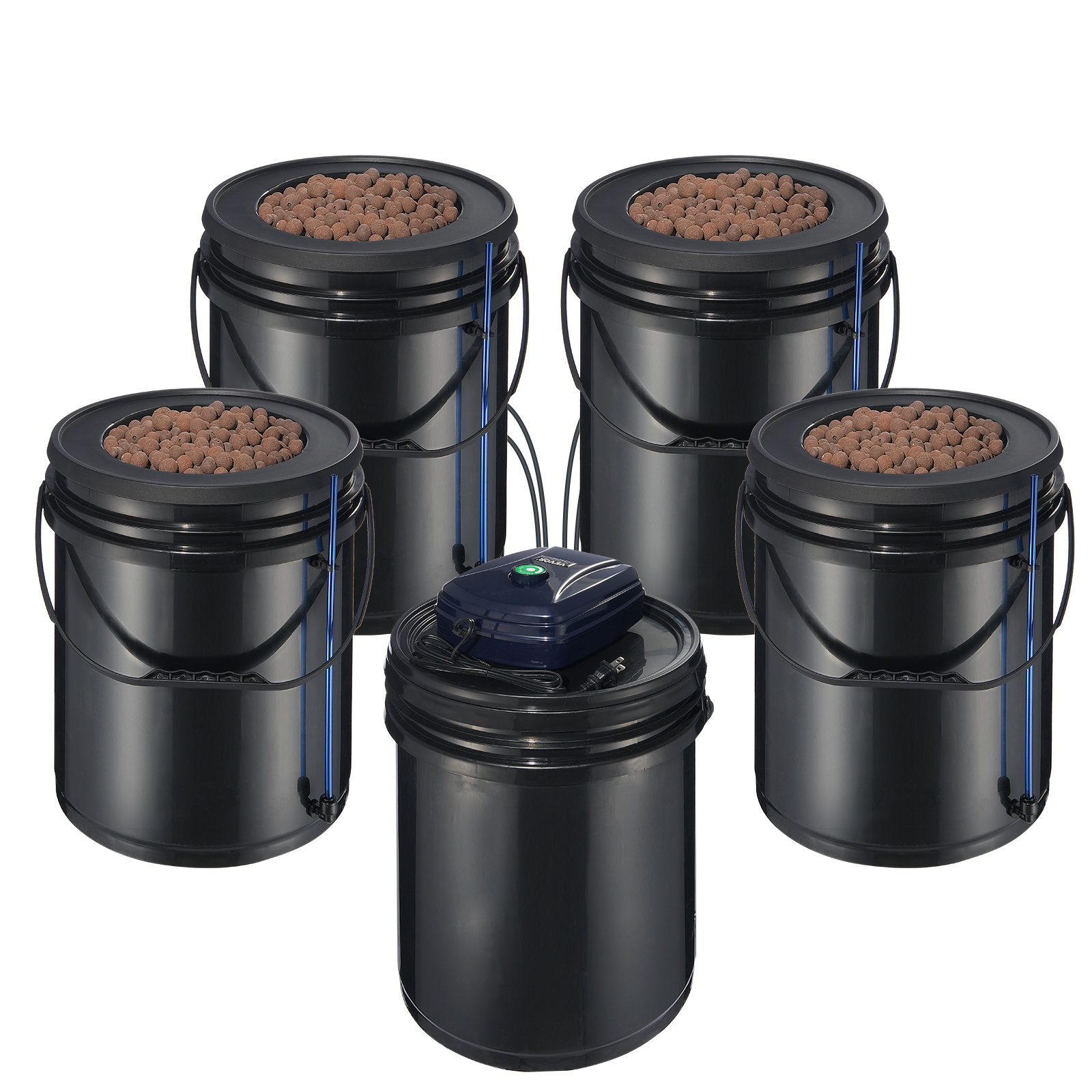 VEVOR Système Hydroponique DWC 20L 2 Seaux - Kit Goutte à Goutte Avec Pompe à Air Pour Culture Légumes Feuilles
