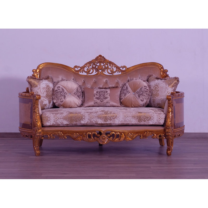 Maggiolini Upholstered 73'' Loveseat, Gold, beige, light brown, Brown