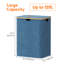 Panier à linge 120l avec couvercle, paniers à linge avec poignées en bambou et sac à linge amovible, grand panier à linge pliable pour chambre à coucher, salle de bain, dortoir, buanderie, bleu foncé