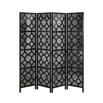 Quarterfoil infused Diamond Design 4-Panel Room Divider