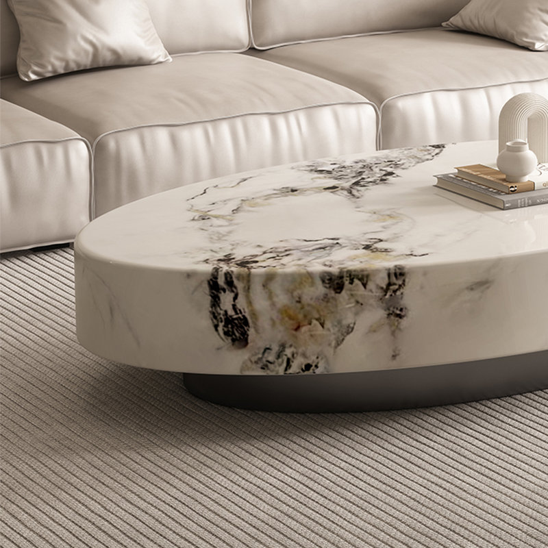 Table de salon ovale en marbre, H 13,8 po x L 51,2 po x l 27,6 po
