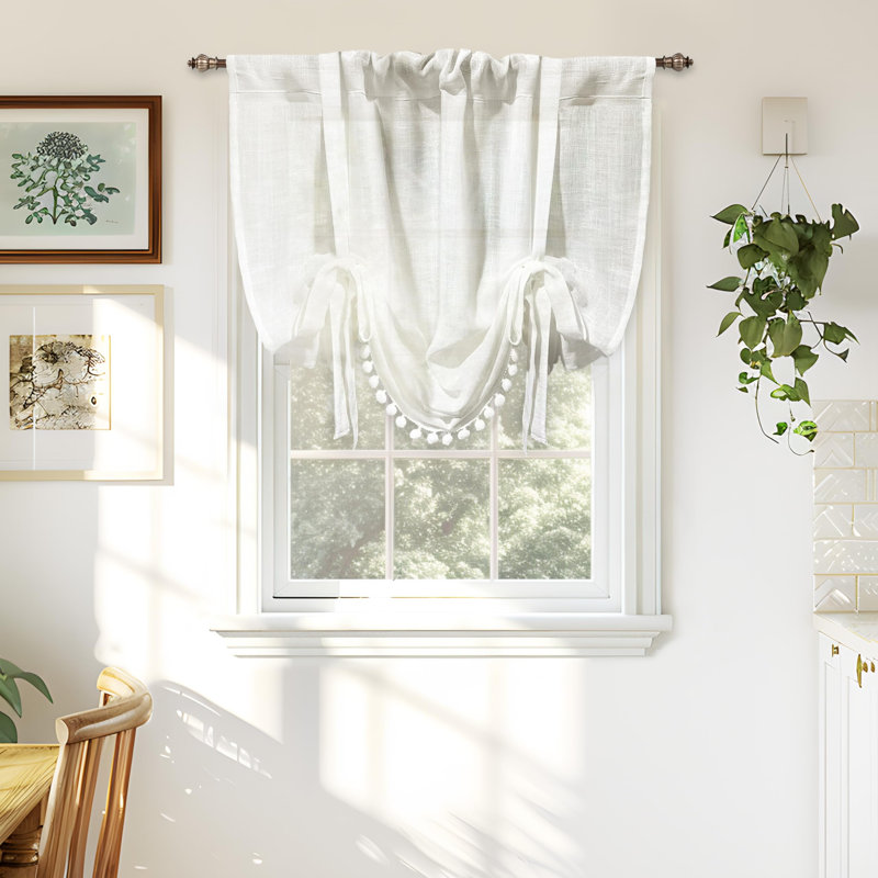 Semi Sheer Tie Up Curtains Curtain, 31" W x 47'" L