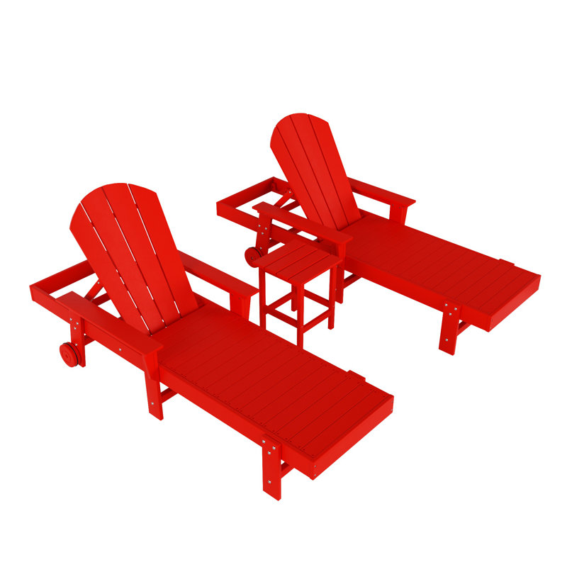 Laguna Outdoor Chaise Lounge Set with Table, Red