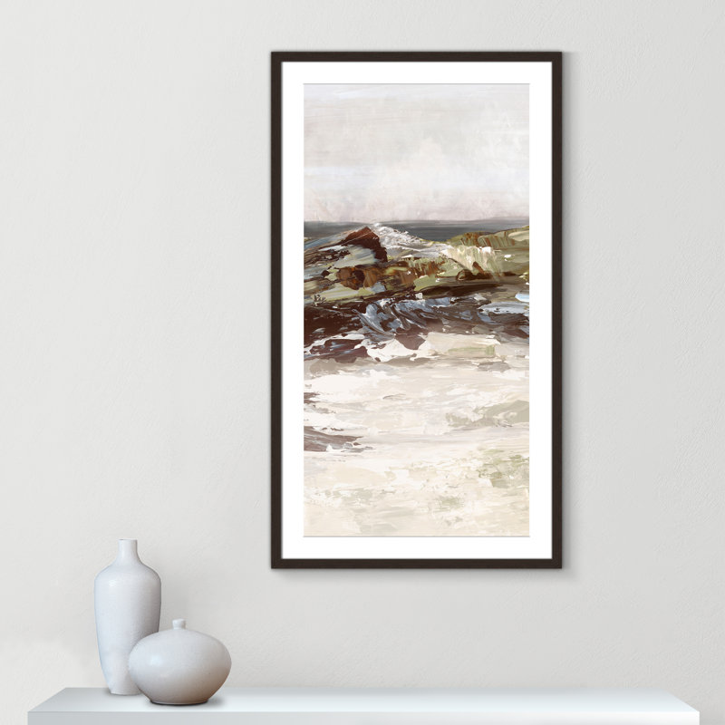 «Stoney Peak Print» par Casa Fine Arts, H 41,5 po x l 23,5 po x P 1,25 po, Reproduction encadrée avec passe-partout, Noyer