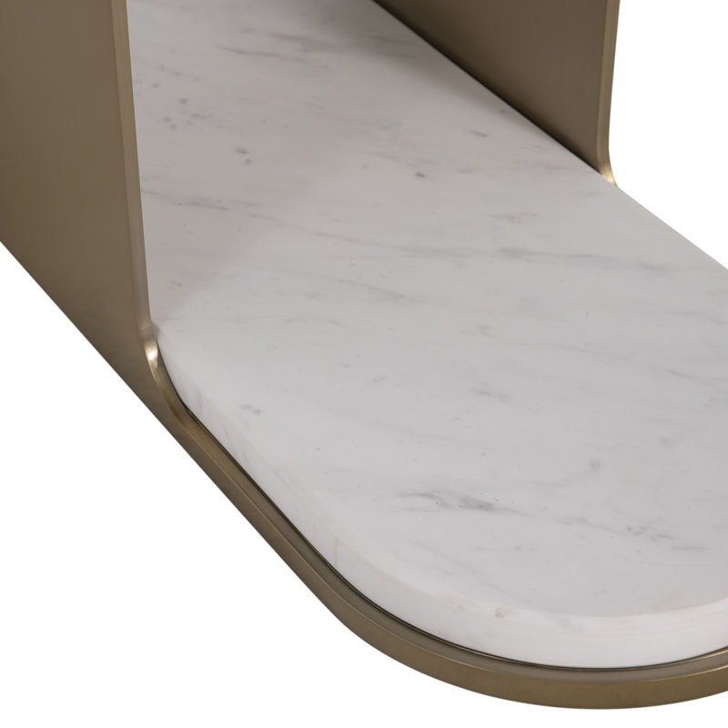 Table d'appoint ovale en métal Cascade - 8 po X P 24 po H, Brushed Brass/Volakas Marble