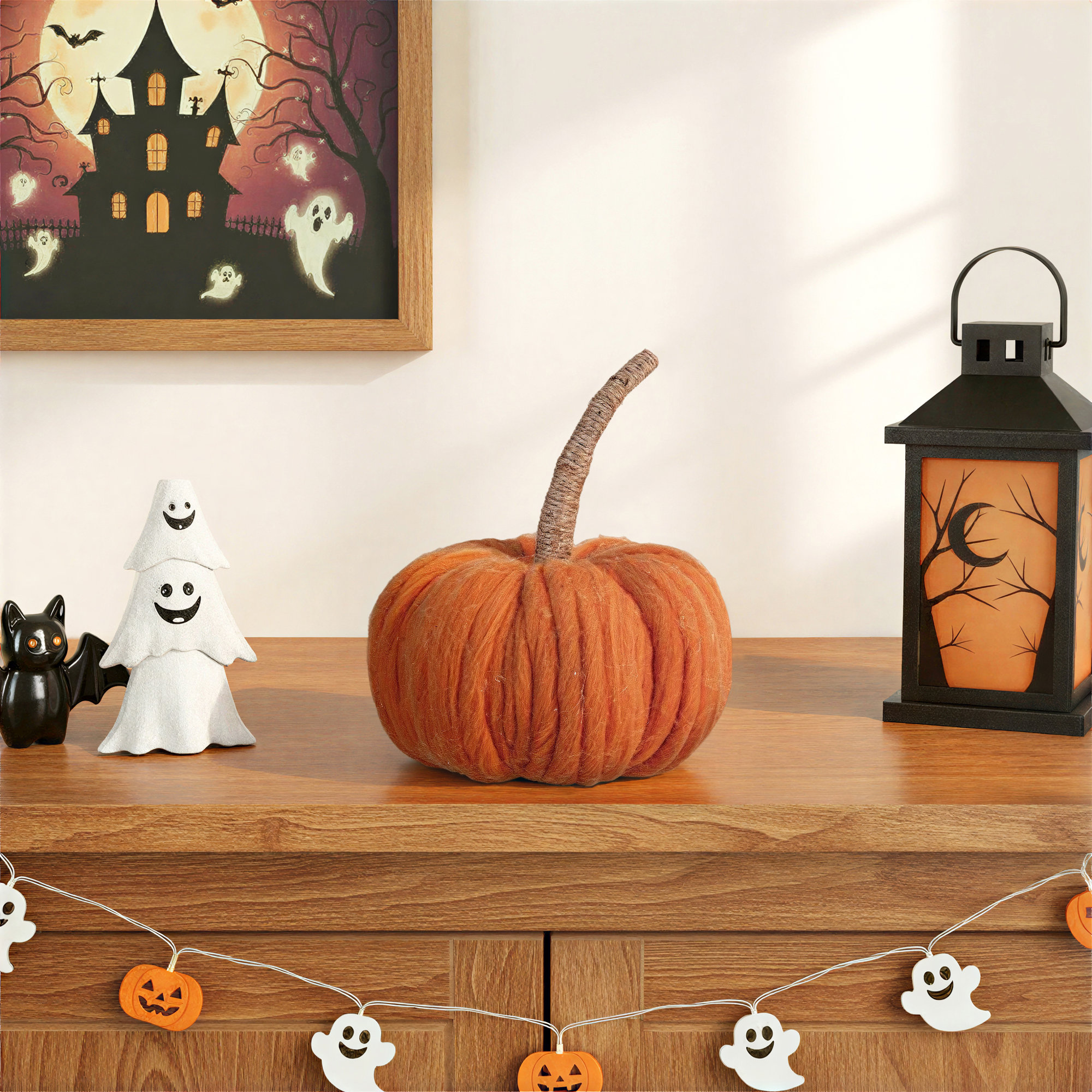 Wide Pumpkin With Wrapped Stem