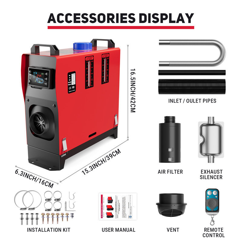 12V 8KW Integrated Parking Diesel Air Heater – Portable All-in-One with Remote Control and LCD Monitor