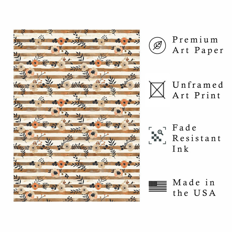 Motif floral d'automne sans cadre II, H 7 po x l 5 po